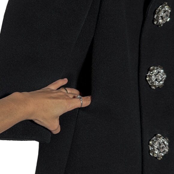 Dsquared2 Georgina Black Bonded Wool Crystal Buttons Coat - Picture 3 of 12